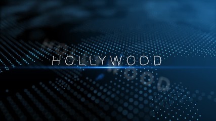 Wall Mural - hollywood modern intro text 3d animation with lens flare and depth of field focus blur