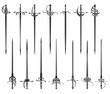 Set of simple monochrome images of epees and rapiers.
