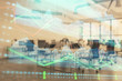 © Andrey - Stock and bond market graph with trading desk bank office interior on background. Multi exposure. Concept of financial analysis