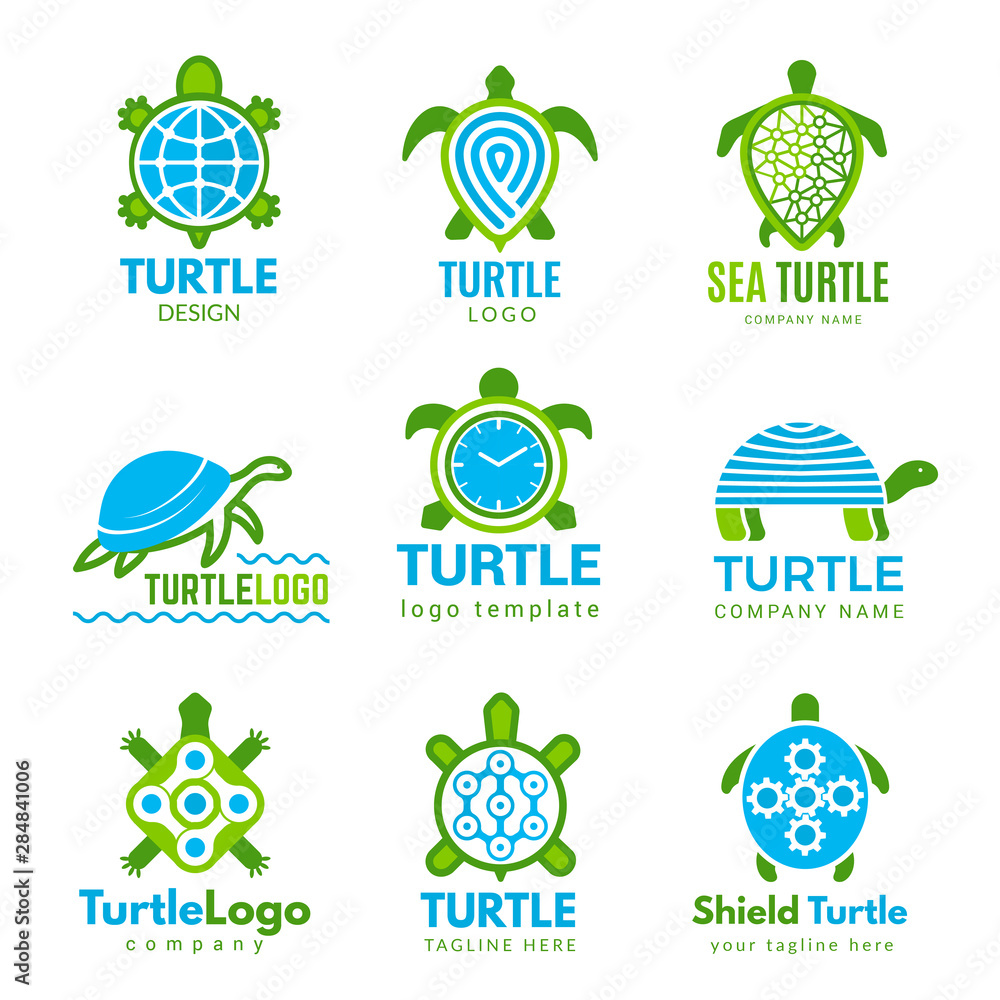 Turtle logo. Ocean wild animal stylized symbols tattoo designs vector ...