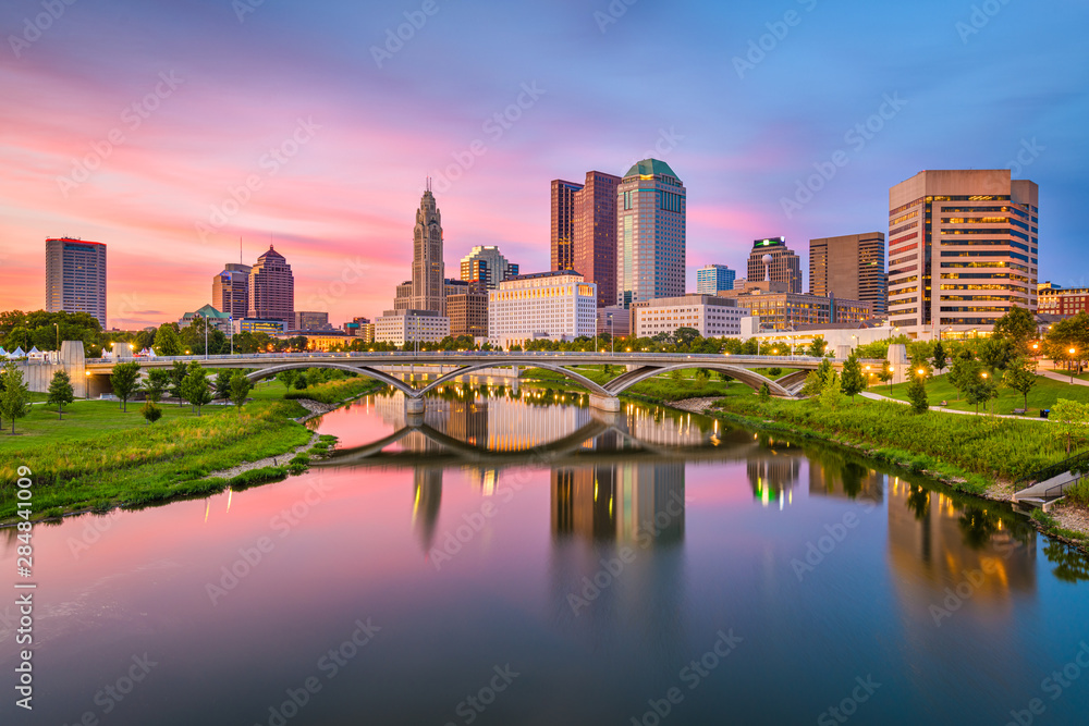 Columbus, Ohio, USA skyline on the river - obrazy, fototapety, plakaty 
