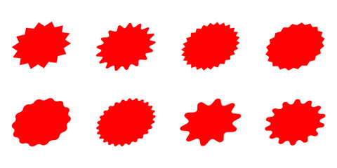 Wall Mural - Set of red star or sun shaped sale stickers. Promotional sticky notes and labels.