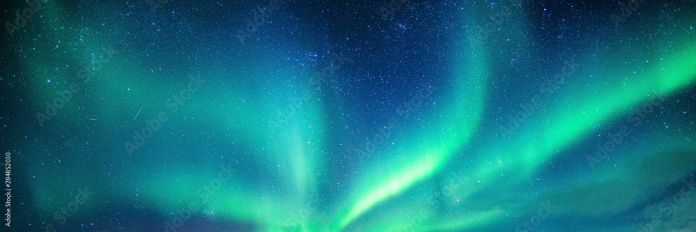 Aurora borealis, Northern lights with starry in the night sky - obrazy, fototapety, plakaty 