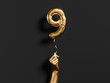 Nine year birthday. Female hand sculpture holding Number 9 foil balloon. Nine-year anniversary background. 3d rendering