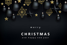 Christmas Background With Black Balls