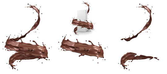 hot chocolate splash in spiral shape with clipping path,3d rendering