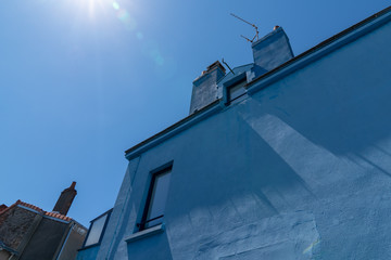 Trentemoult village colorful blue house in France near Nantes