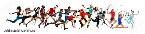 Fotografía Creative collage of photos of 15 models running and jumping