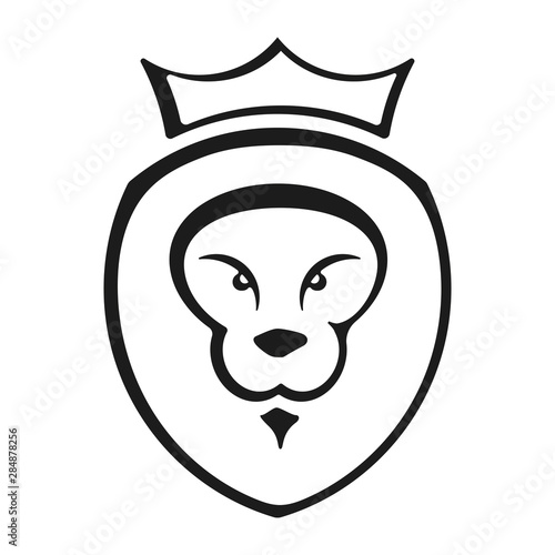 Lion king icon in flat style and geometric forms.