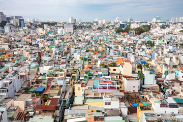 Wall Mural - Aerial view over Ho Chi Minh City