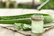 Aloe Vera Very Useful Herbal Medicine For Skin Treatment And Use In Spa For Skin Care. Herb In Nature