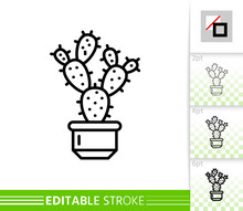 Cactus Succulent Plant Simple Line Vector Icon
