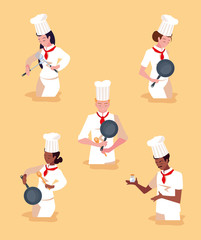 Wall Mural - group of professionals chef cooking