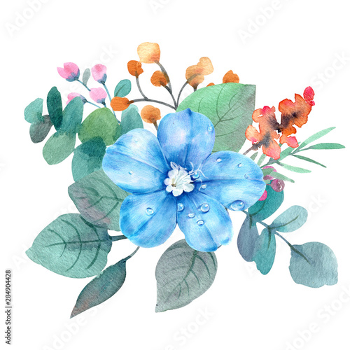 Flower bouquet isolated watercolor painting for illustration