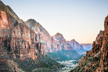 View Of Zion National Park At Dawn