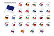 © kurkalukas - Set of European Union country flags 2019, member states EU, flaming flags isolated on a white background with shadows