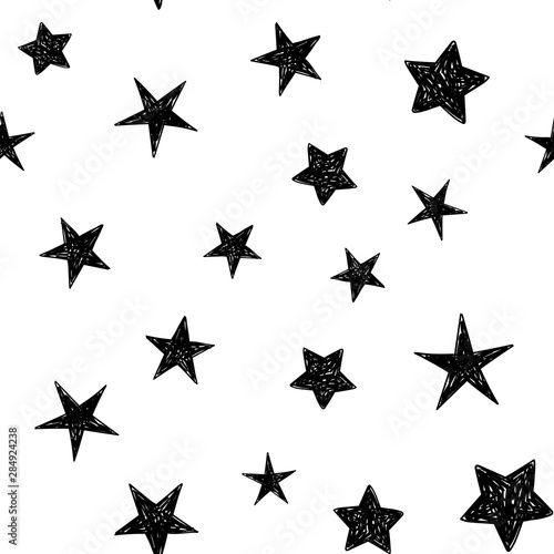 Background Of Hand Drawn Star Seamless Pattern Doodle Stars Texture Stock Vector Adobe Stock