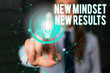 © Artur - Word writing text New Mindset New Results. Business photo showcasing obstacles are opportunities to reach achievement Female human wear formal work suit presenting presentation use smart device