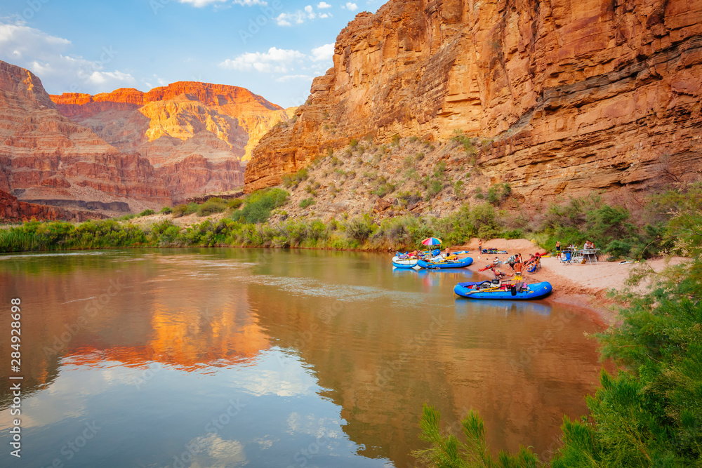 Rafters camp on the Colorado River at Mile 196.5, Grand Canyon National