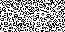 Seamless Black And White Geometric Pattern. Hipster Memphis Style.