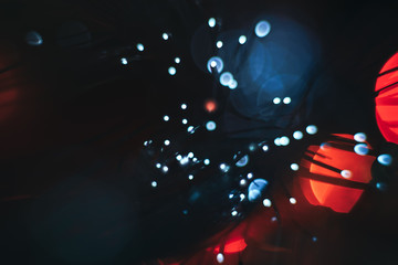 Aufkleber - Beautiful abstract fiber optical network cable on a red glow background.