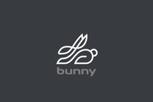 Rabbit Hare Logo Design Vector Template Linear Style. Elegant Easter Symbol Logotype Concept Icon.
