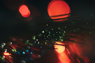 Aufkleber - Beautiful abstract fiber optical network cable on a red glow background.