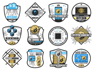 Aufkleber - Bitcoin crypto currency blockchain mining farm
