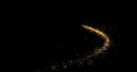 Leinwandbilder - Gold sparkling glitter star dust trail. Magic Christmas golden shine light on black background. Glowing particles wave