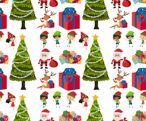 Seamless background design with christmas tree