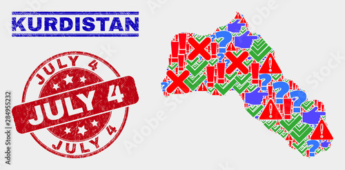 Foto  Symbol Mosaic Kurdistan map and stamps