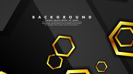 Wall Mural - Vector background design that overlaps with hexagon gold color gradients on black space for text and background design