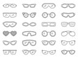 Glasses sun eye frame hipster line icon vector set