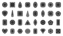 Diamond Gem Jewel Stone Silhouette Icon Vector Set