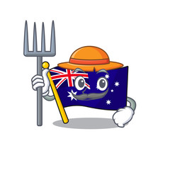 Poster - Farmer australian flag clings to cartoon wall