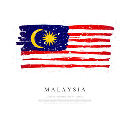 Canvas Print - Flag of Malaysia. Brush strokes are drawn by hand. Independence Day.