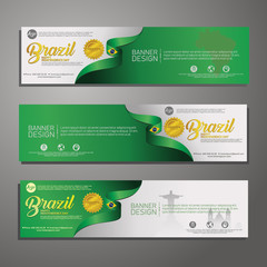 Set banner design template Independence Day Brazil modern background