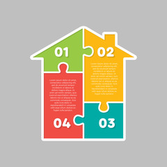 Poster - House puzzle jigsaw pieces four option infographic