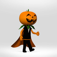 jack o lantern walking. 3D Illustration