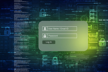 2d illustration safety concept: closed padlock on digital background