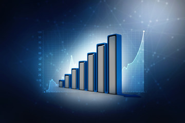 3d rendering Stock market online business concept. business Graph 