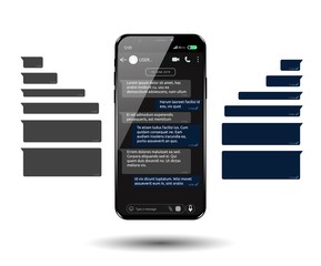 Dark theme mobile chatting sms template bubbles.