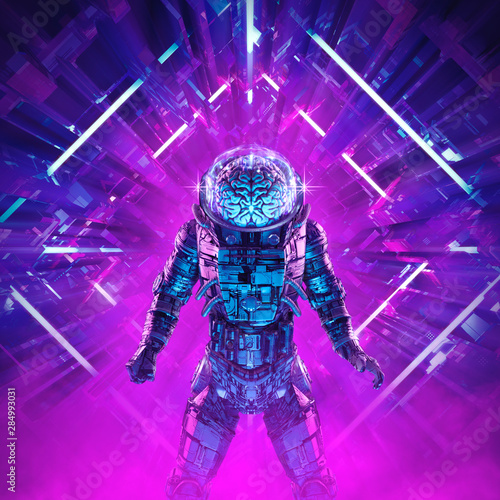 Cosmic Mind Astronaut 3d Illustration Of Science Fiction