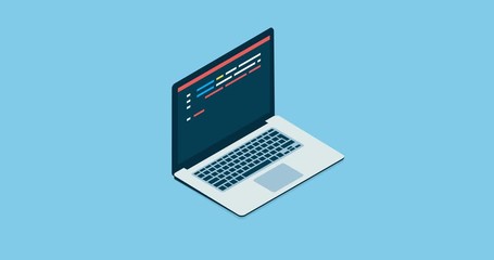 Laptop with programming code