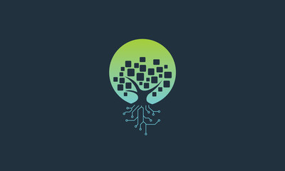 Wall Mural - abstract tree technology logo design