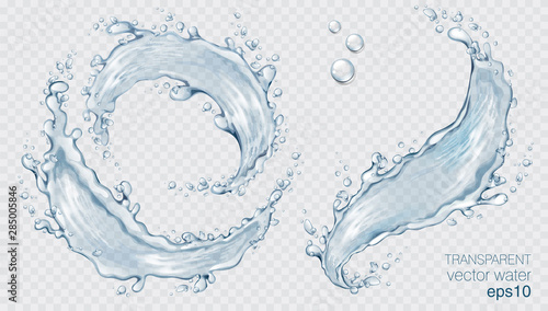 Fotomural Transparent vector water splash and wave on light background