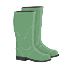 Garden Boots. Waterproof Rubber Boots. Rain Boots. Vector Graphics To Design.