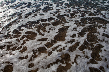 Soft Wave Of Blue Ocean On Sandy Beach.