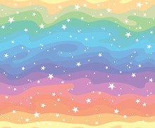 Seamless Pattern With Abstract Rainbow Gemstone Lines And Stars