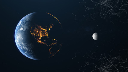 Wall Mural - america earth moon plexus background